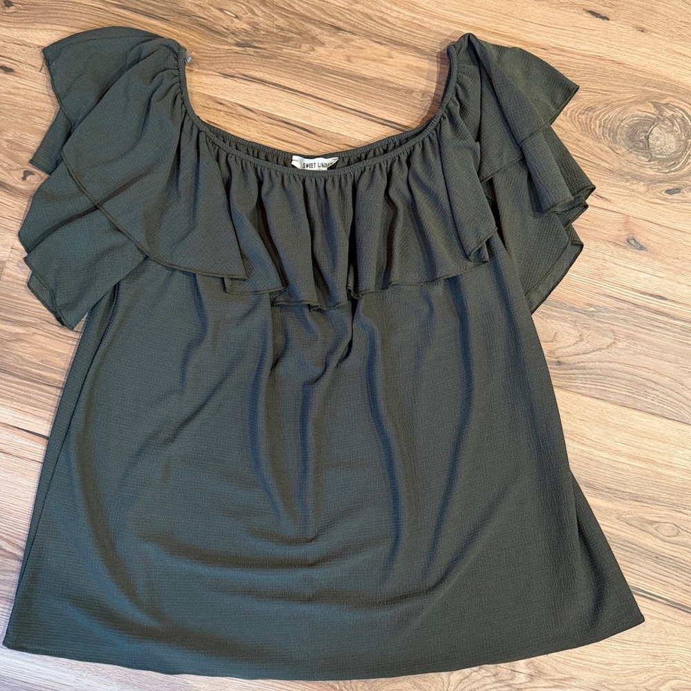 Dark Green Ruffle Blouse